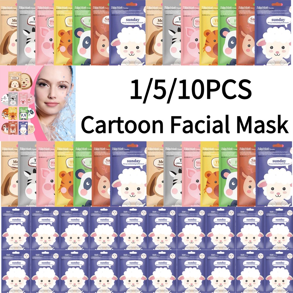 Skincare Animate - 10pcscute cartoon máscara facial hidratante máscara