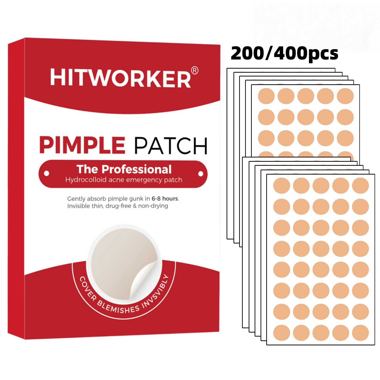 Skincare Whitening - 200/400pcs Adesivos para Acne em Tom